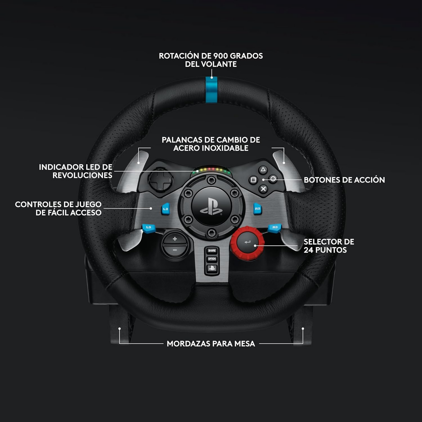 Logitech G G29 Volante y Pedales de Carrera con Palanca de Cambio - Compatibilidad con PS5, PS4, PC y Mac