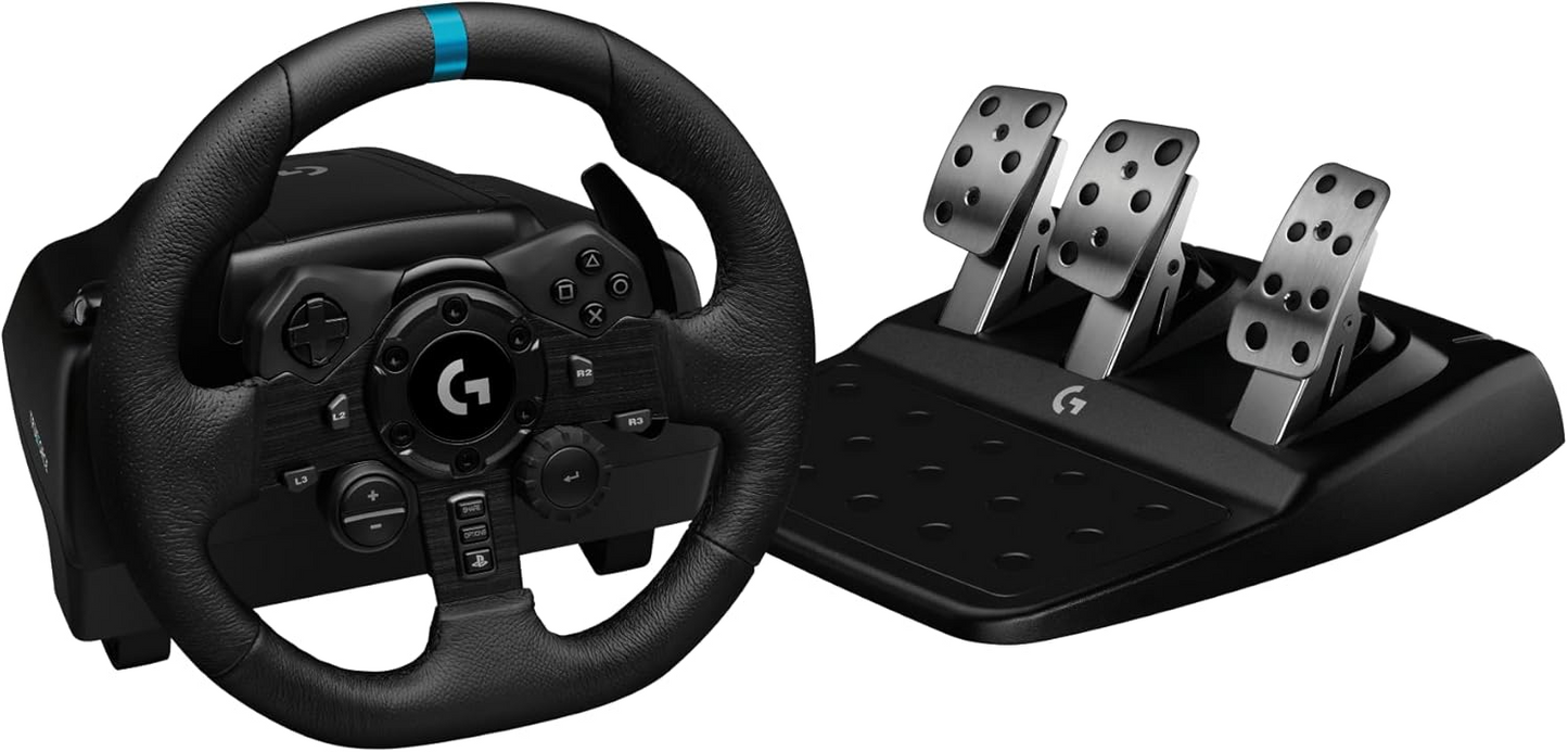 Logitech G G923 Volante y Pedales de Carrera para PS5, PS4, PC, con TRUEFORCE y Embrague Dual