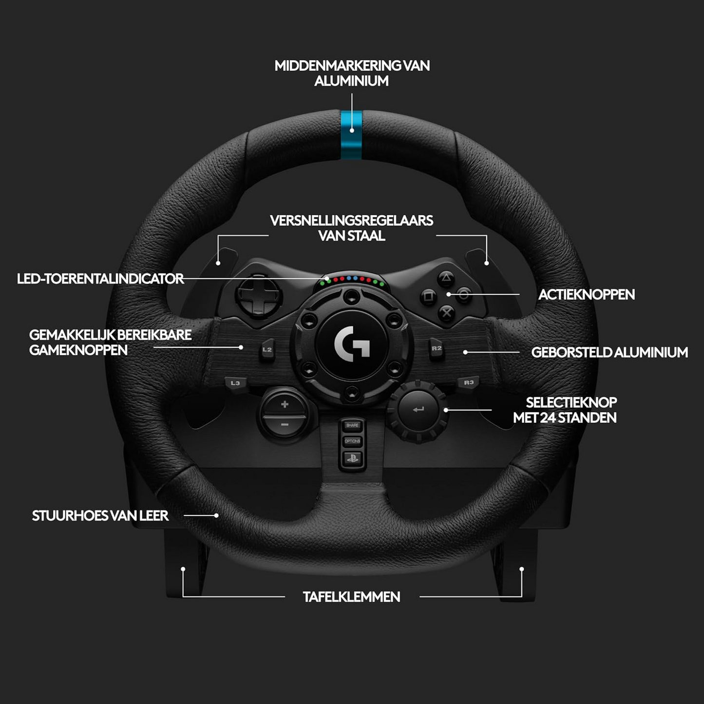 Logitech G G923 Volante y Pedales de Carrera para PS5, PS4, PC, con TRUEFORCE y Embrague Dual